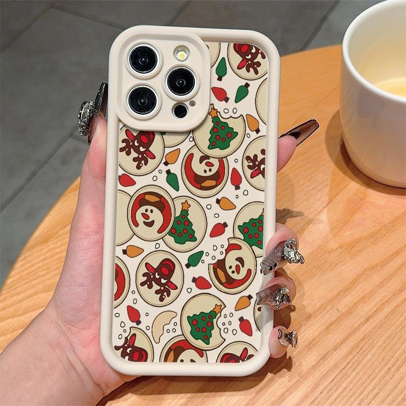 Мультяшный рождественский узор для чехла iPhone 11/12/13 iPhone 14/15 Promax Premium 16 Pro