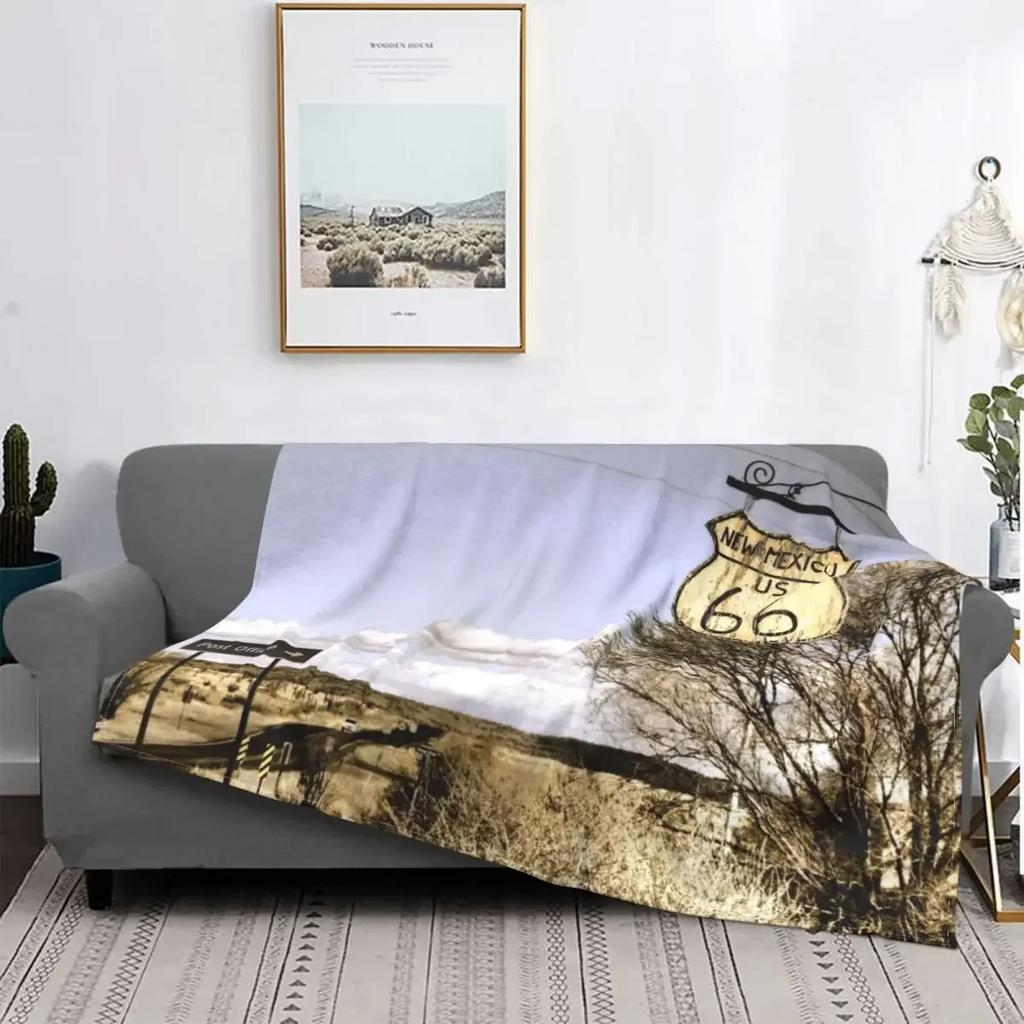Soft Flannel Throw Blanket Retro Car Motel Route Warm Cozy Plush All Season Bed Living Room Bedroom Cover