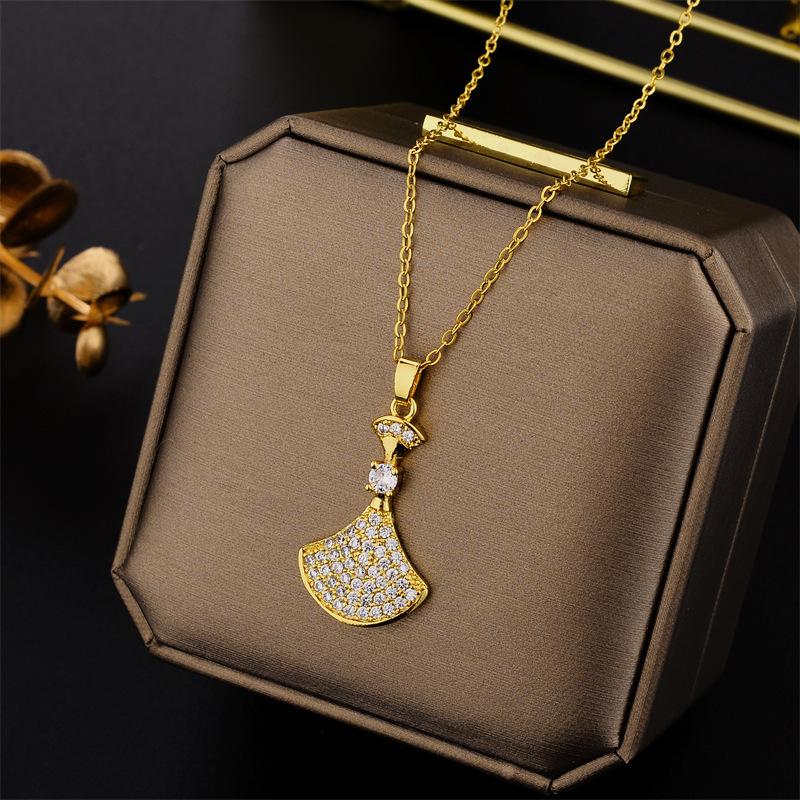 Вирусное ожерелье-подвеска в форме веера со стразами: Роскошная цепочка на ключицы для женщин