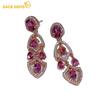 Drop Earrings for Women 925 Sterling Silver 3*4MM Natural Garnet Stud Earrings Wedding Party Fine Jewelry Gift