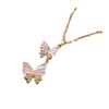 New Gold Color Stainless Steel Necklaces for Women Fashion Delicate Zircon Double Butterfly Pendant Necklace Jewelry Clavicle Chain