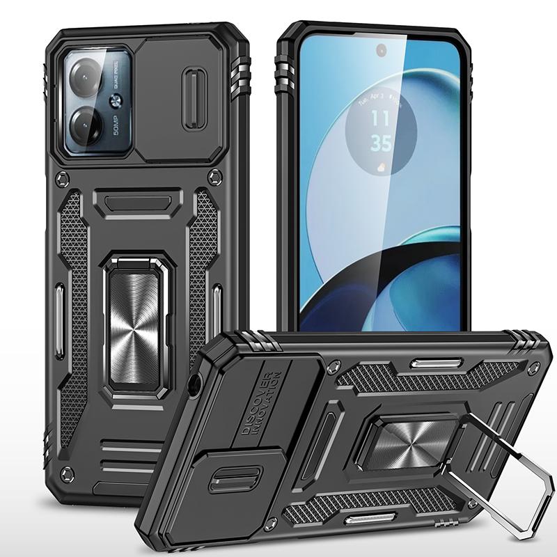 Серия Armor Чехол для Motorola Moto G54 5G PC+TPU Подставка Чехол для телефона со сдвижной защитой объектива