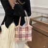 Contrasting Color Checkered Feminine Bag Literary Shoulder Bag Armpit Niche Handbag Korean Version Interior Fashion