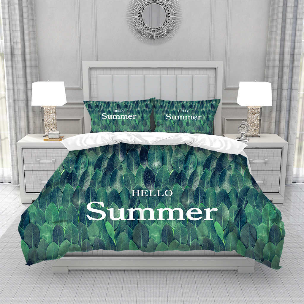 Tropical Hawaii King Queen Duvet Cover Hello Summer Palm Leaf Quilt Cover Exotic Bedding Set 2/3pcs Polyester Comforter Cover