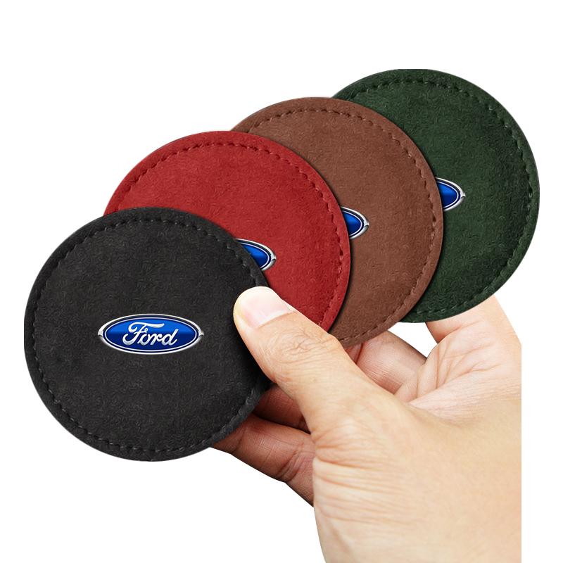 Car Cup Holder Pad PU Leather Slot Non-slip Coaster Mat For Ford Focus Mondeo MK1 MK2 MK4 MK3 Fiesta ST Line Kugo Transit Escape Fusion Explorer