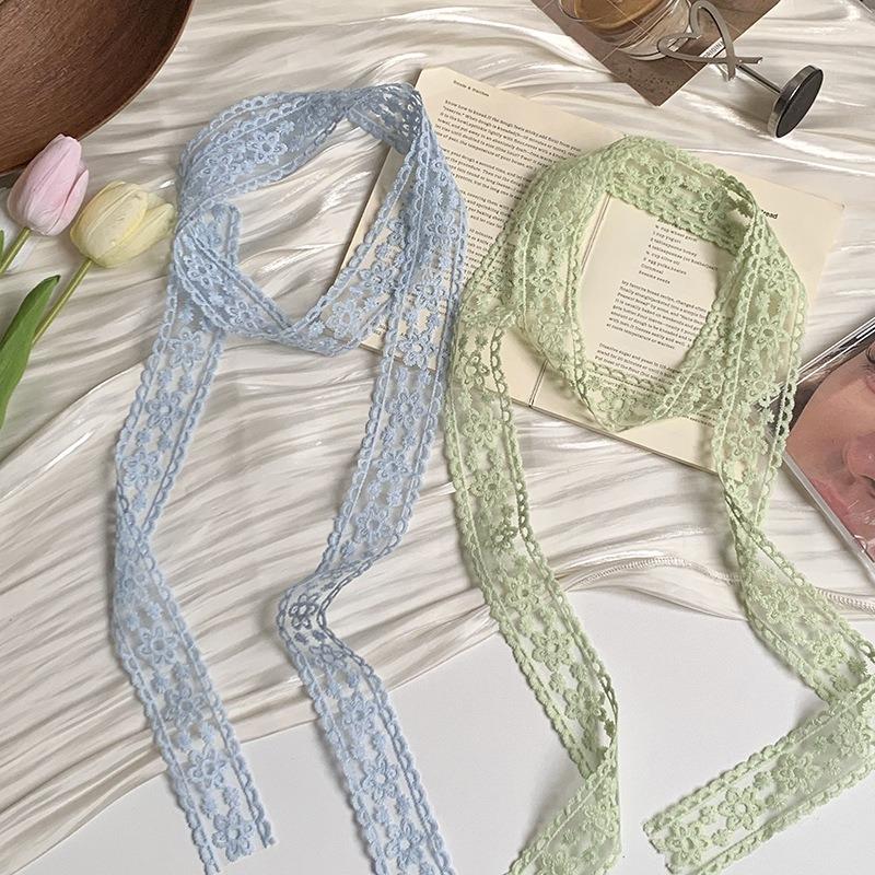 Lace Silk Scarf Premium Headdress DIY Bow Gift Packaging Clothing Accessories Ribbon Headscarf Headband Streamer