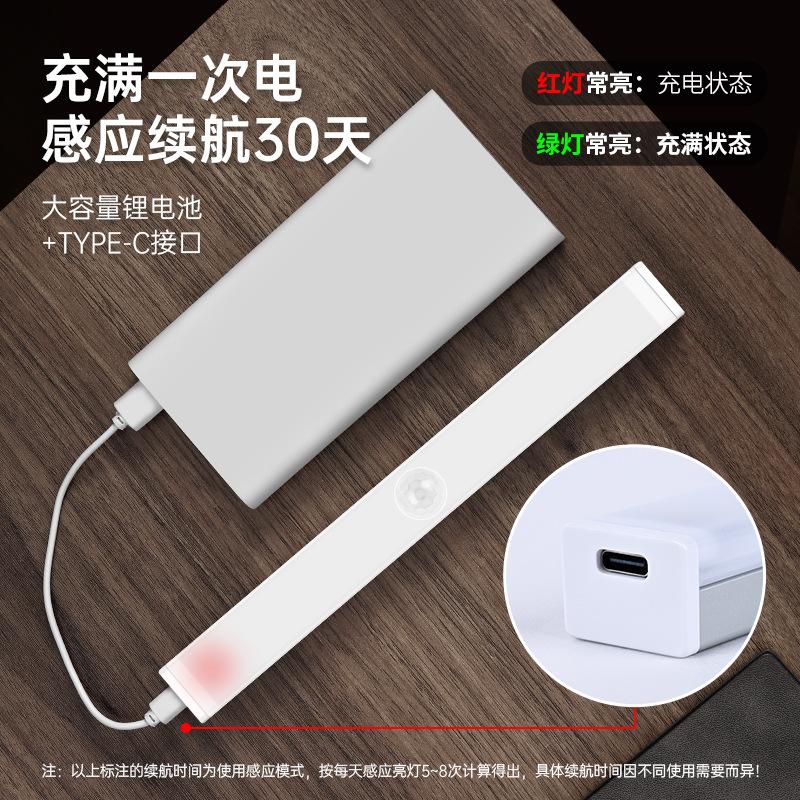 Интеллектуальная светодиодная лента для зарядки с индукцией человеческого тела, световая лента без проводов, магнитная присоска, самоклеящаяся световая лента для шкафа