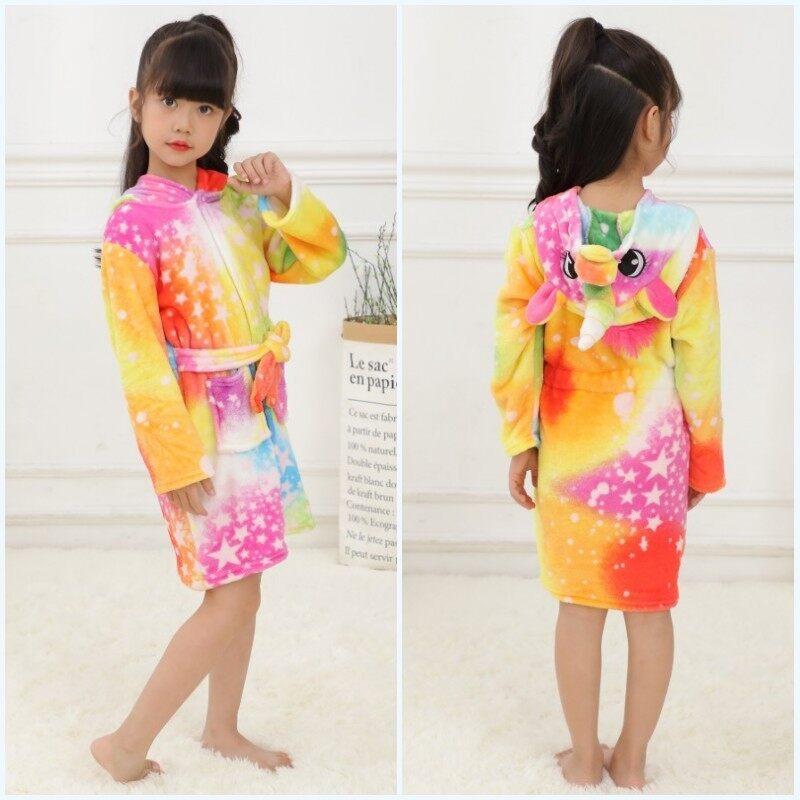 Children Bathrobes Boys Girls Robe Kids Pajamas Hooded Bathrobes Soft Winter Robes