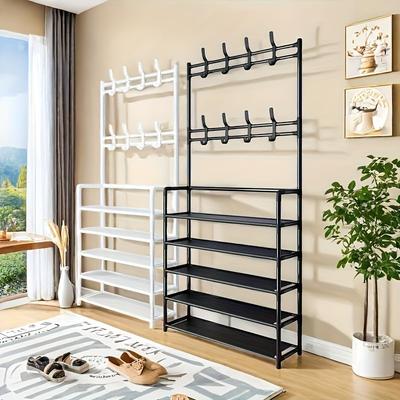 1 шт. Вешалка для одежды в прихожей с крючками и полкой для обуви, 4/5-уровневый металлический органайзер для хранения рюкзаков, настенный органайзер для офисных принадлежностей