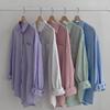 New ArrivaLs Open Run Long SLeeve Spring Shirt Stripe CoLLar Neck Women PasteL L