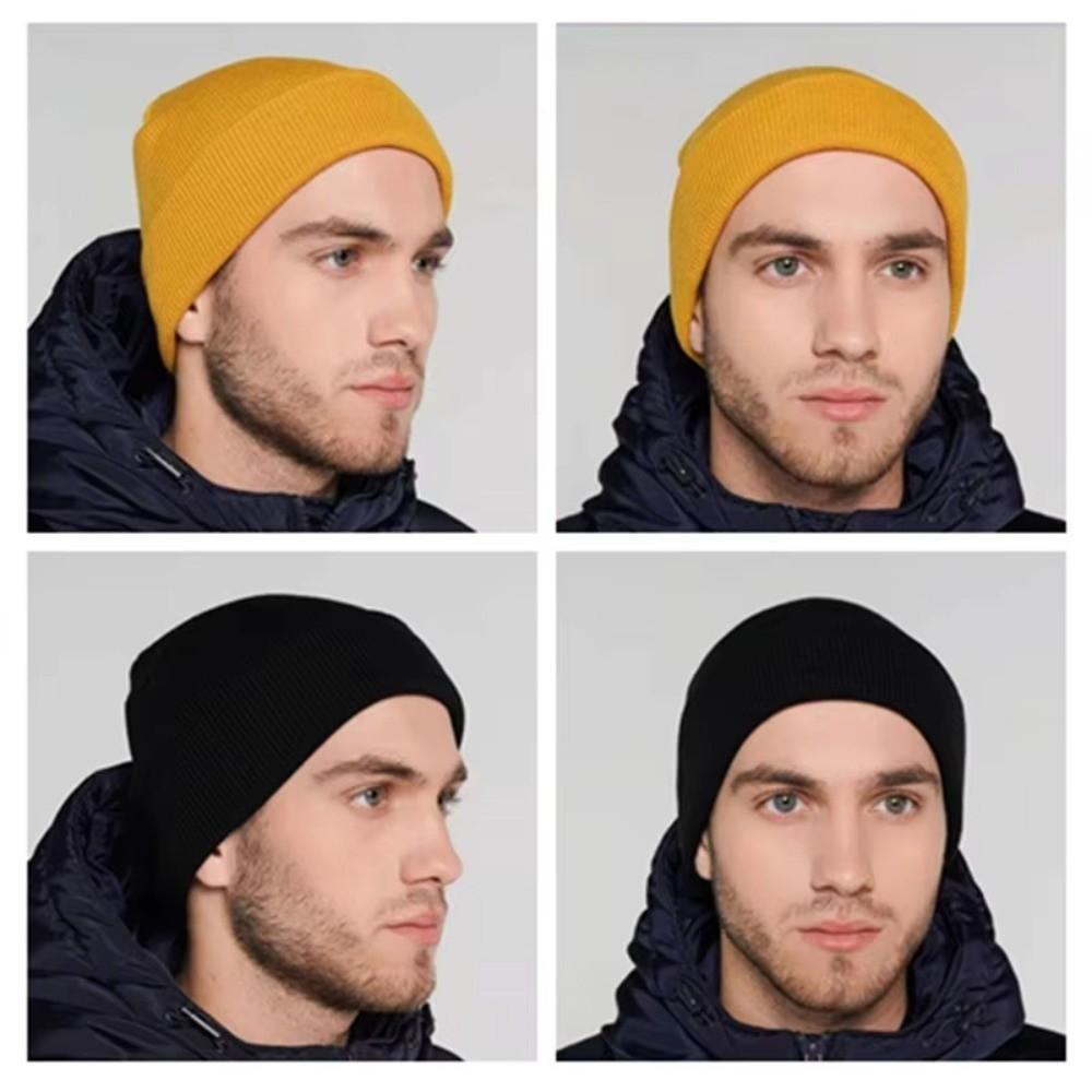 Candy Colored Skullcap Keep Warm Knitted Hat New Ear Flap Hat for Men and Women