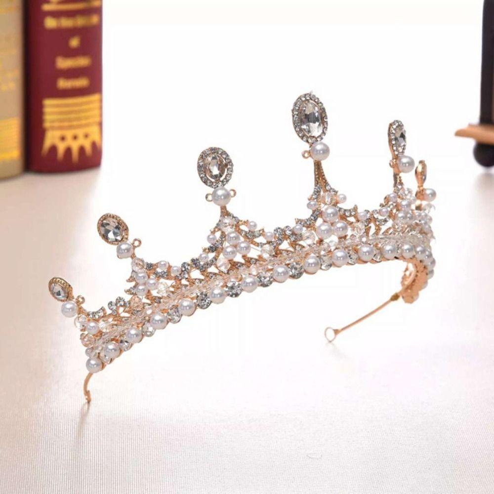 Handmade Craft Wedding Tiaras Pearl Rhinestone Bridal Crown Bridal Headbands Bride Headpiece