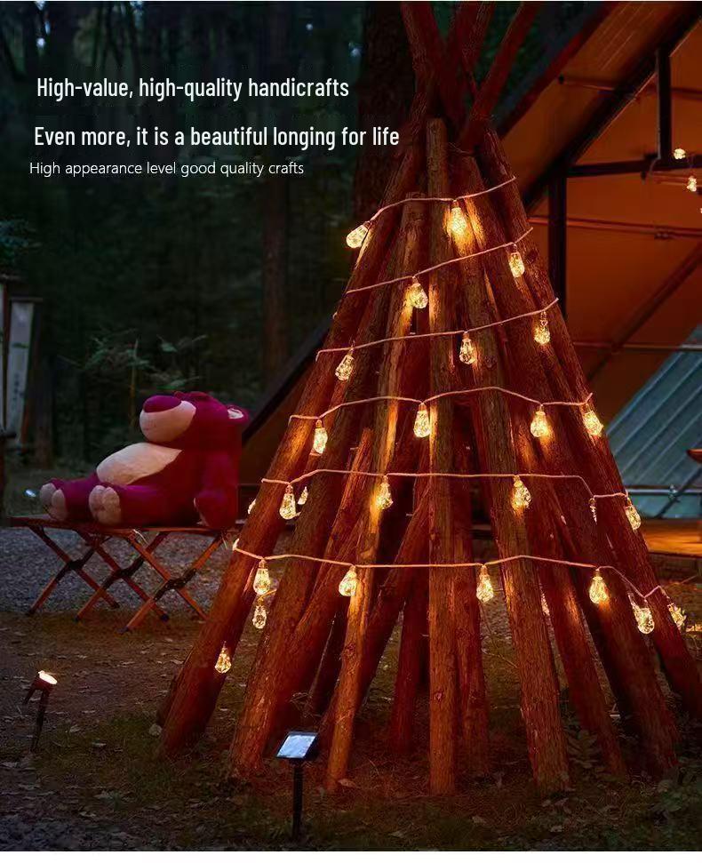 Водонепроницаемые уличные светодиодные гирлянды на конопляном шнуре на солнечных батареях - Рождественский и кемпинговый декор для двора, медная проволока