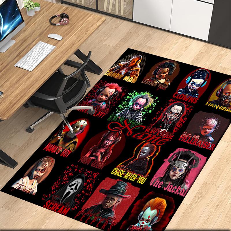 Custom Name Halloween horror Printed Carpet, for Office Chair Living Room Bedroom Kitchen Room Decor Gifts.