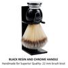 Parker Deluxe Synthetic Silver Tip Shaving Brush, Black & Chrome Handle, 22mm Knot, Animal-Free, BCSY