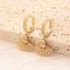 1 Pair Simple Sector Zirconia Dangle Earrings for Women Golden Earring Jewelry Wedding Party Accessories