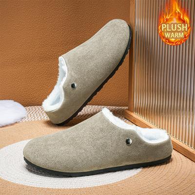 Зимние мужские тапочки, хлопковые плюс меховые туфли, женские зимние уличные теплые меховые кроссовки, нескользящая теплая меховая обувь, зимние шлепанцы на толстой платформе