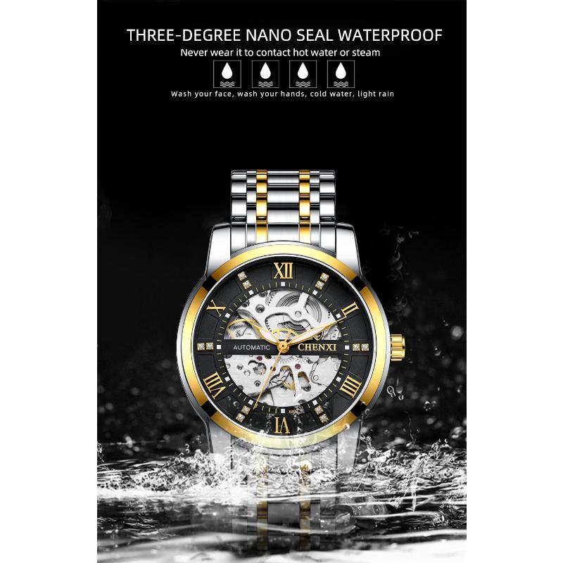 Chenxi Новые мужские часы скелетон механические автоматические часы для мужчин классические водонепроницаемые наручные часы из нержавеющей стали