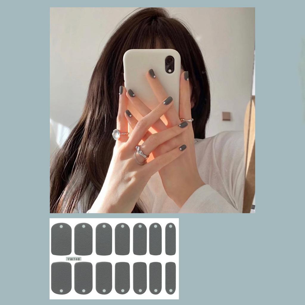 14 шт./лист, наклейки для ногтей в черно-белую полоску, готовый маникюр, быстрый Nial