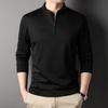 Autumn Zipper Stand Collar Men's T-shirt for Young and Middle-aged People Casual Solid Color Thin Cotton Long-sleeved Bottoming Shirt Men's Sweatshirt