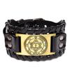 Винтажный Шарм Широкий Кожаный Браслет для Мужчин Панк Шестиугольник Мужской Браслет Викинг Браслет Мужские Ювелирные Изделия Аксессуары Для Вечеринок