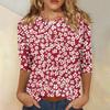 Women's Fashion Casual Seven-Point Sleeve Print Round Neck Top