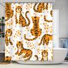 Tiger Print Shower Curtain Polyester Fabric Waterproof Home Decor Bathroom Accessories Orange White Colorful Design (180X240Cm)