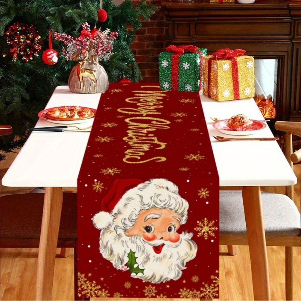 Snowman Christmas Table Runner Elk Merry Christmas Decorations New Christmas Tablecloth  Home Decor