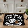 Newest Doormat Funny Toilet Paper Poop Slogan Print Flannel Doormat Non Slip Humorous Bathroom Floor Mat