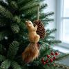 Christmas Tree Hanging Decorations Squirrel Ornaments for Tree, Cute Felt Plush Woodland with Pine Rustic Cone, Forest Animal Decoration Xmas