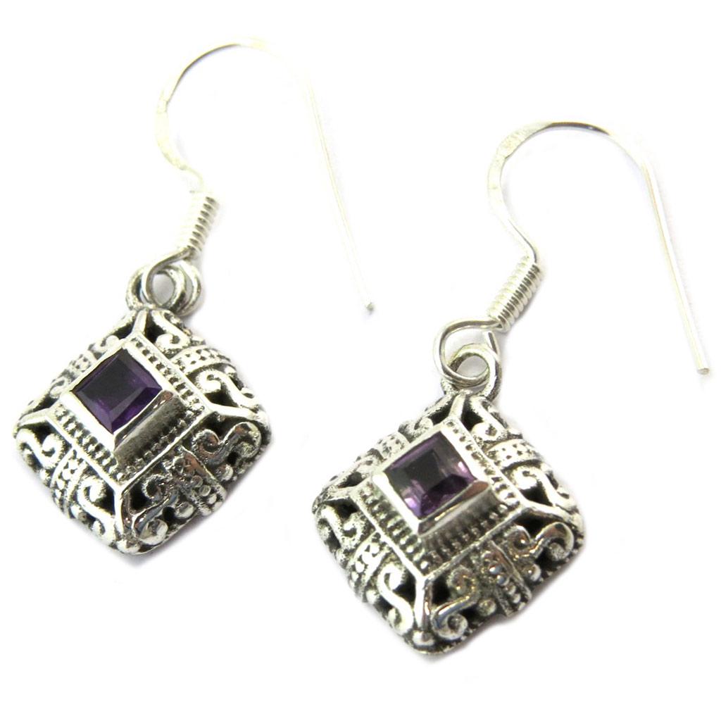 Les Trésors De Lily [P3776] - Amethyst 'Heaven' Silver Earrings - 15x15 Mm