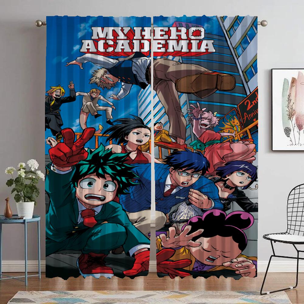 My Hero Academia Partition Elegant Room Curtains 2 Pieces Blackout Warning Home Interior Warnings for Camera Shades Living Child