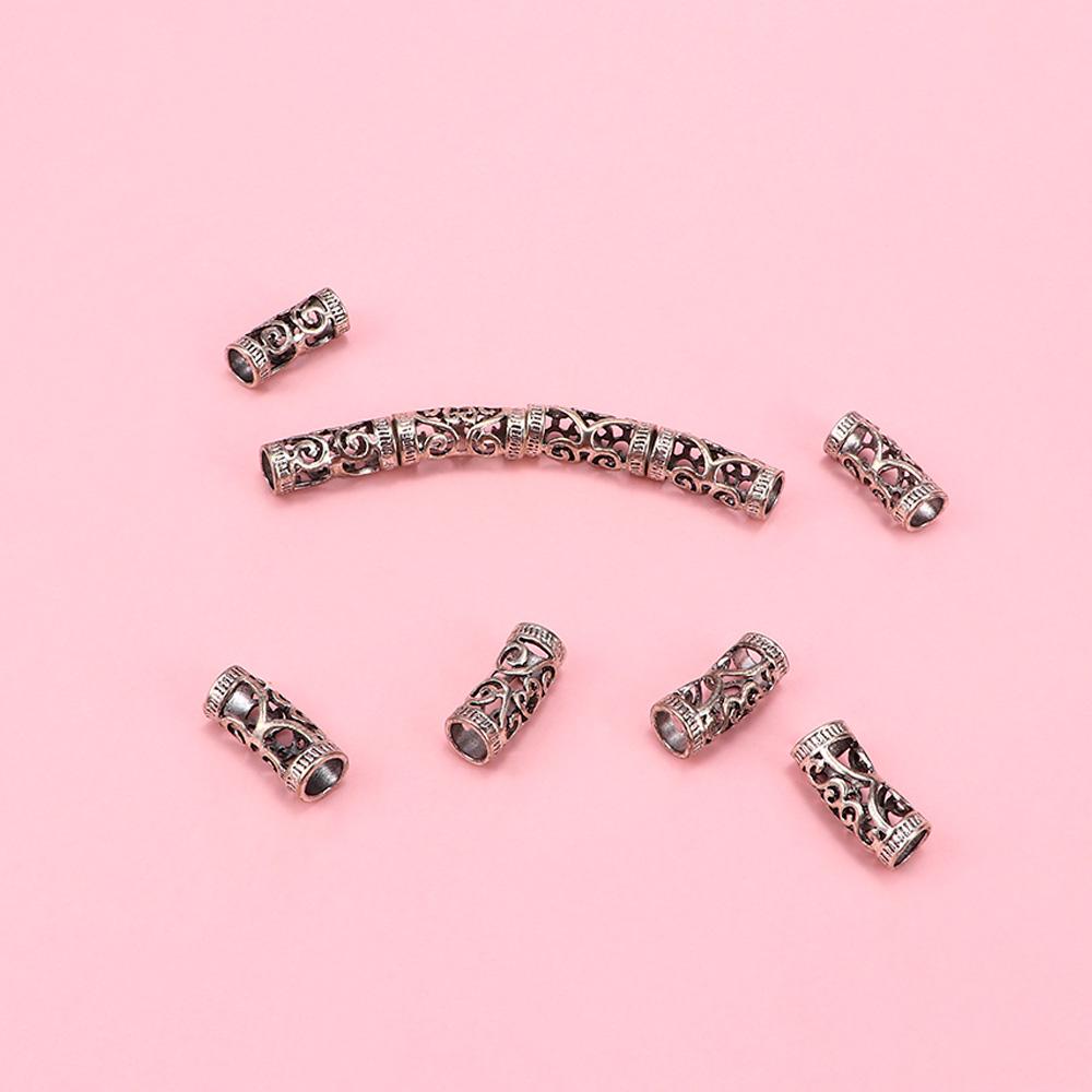 Metal Zinc Zinc Alloy Hairbraid Silver Spacer Dreadlock Beads Micro Rings Tube Cuff Clip Hair Braid Beads
