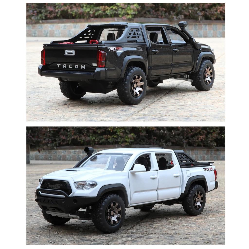 1/32 Toyota Tacoma Alloy Pickup Car Model Diecasts Metal Off-Road Vehicles Car Model High Simulation Sound and Light Childrens Toy Gift