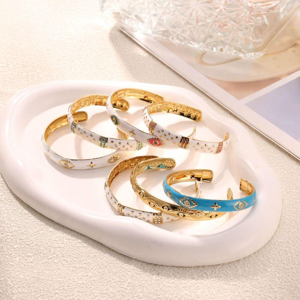 Pink Green Rhinestone Women's Bangle Devil's Eye Demon's Eye Bracelets Cuff Bracelet Girls Gift