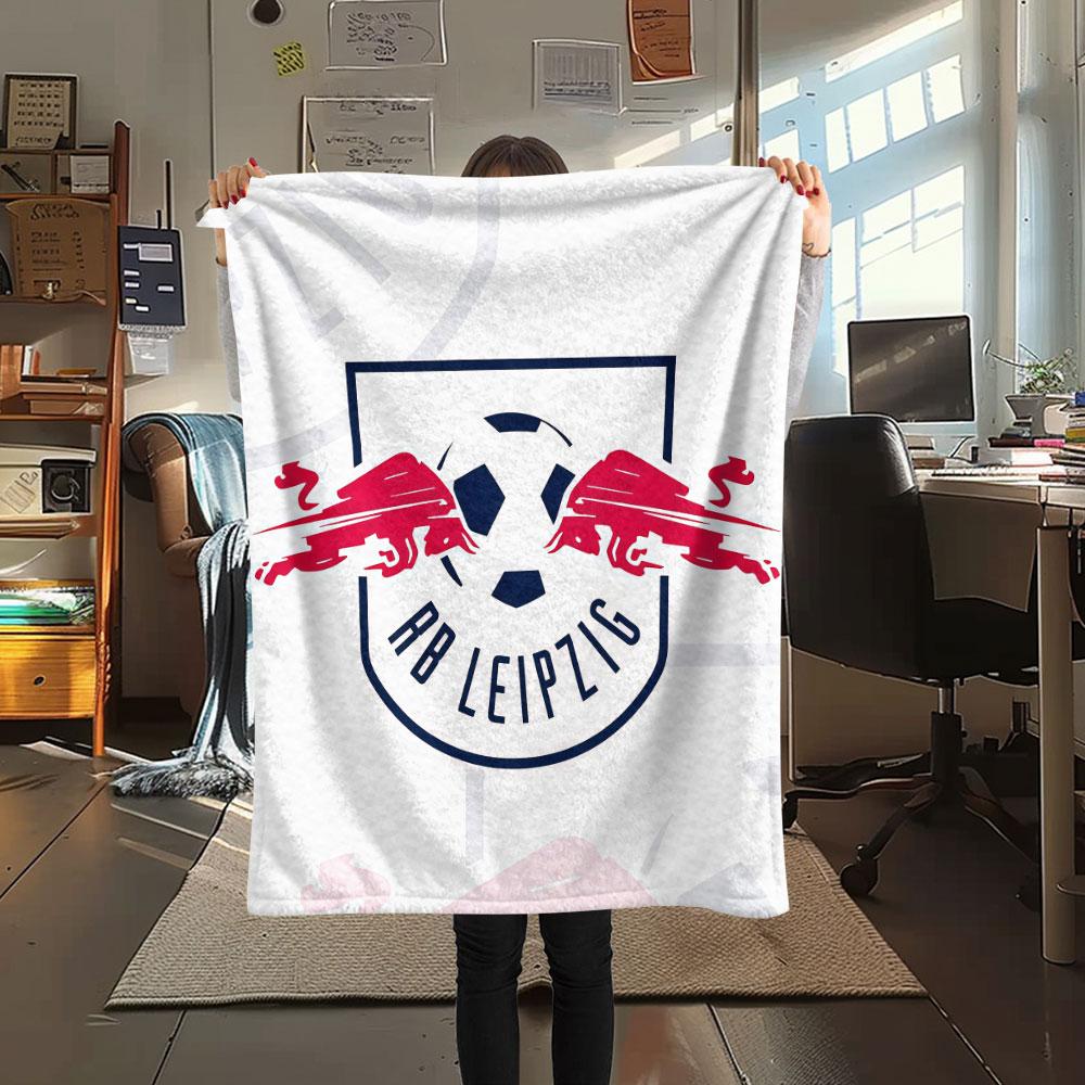 RB leipzig logo Printed Flannel Blanket, soft throw for bedroom sofa, washable,soccer fan merchandise, great gift.