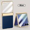 For Samsung Galaxy Z Flip 7 6 Flip7 Flip6 Phone Case with Screen Protector & Hinge Protection PU Leather Plating Frame Cover