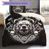 Viking warrior  Pattern Bedding Quilt Set Quilt Cover Pillowcase Home Decoration  Gift (1 * duvet cover + 2 * pillowcase, without core)