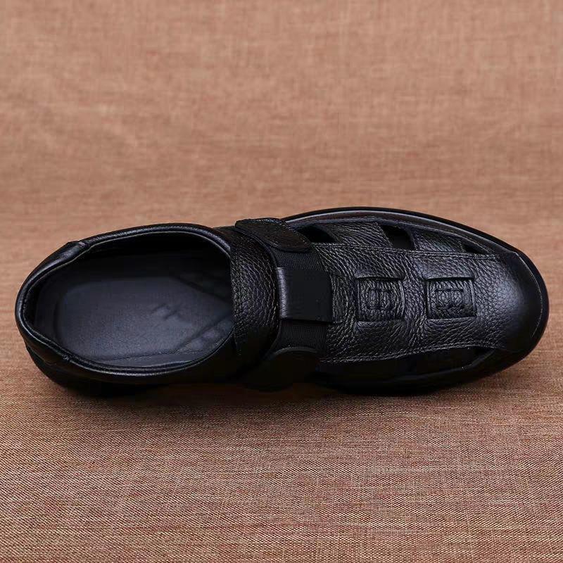 Summer Sandals Men's Fashion All-match Soft Bottom Soft Leather Non-slip Breathable Baotou Roman Sandals Tide