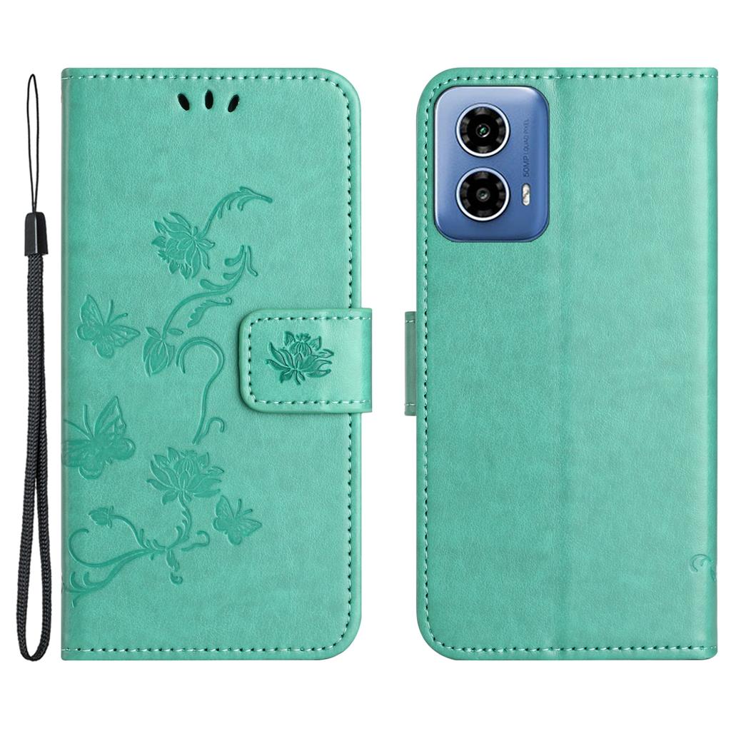 For Motorola Moto E14 4G/G04 4G/G04s 4G/G24 4G Wallet Case Butterfly Flower Leather Flip Phone Cover