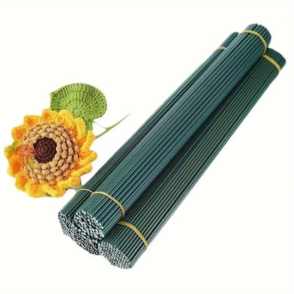 100 шт. Пластиковое покрытие Стебель искусственного цветка Металлический стержень Палочка для искусственного растения Свадебное украшение