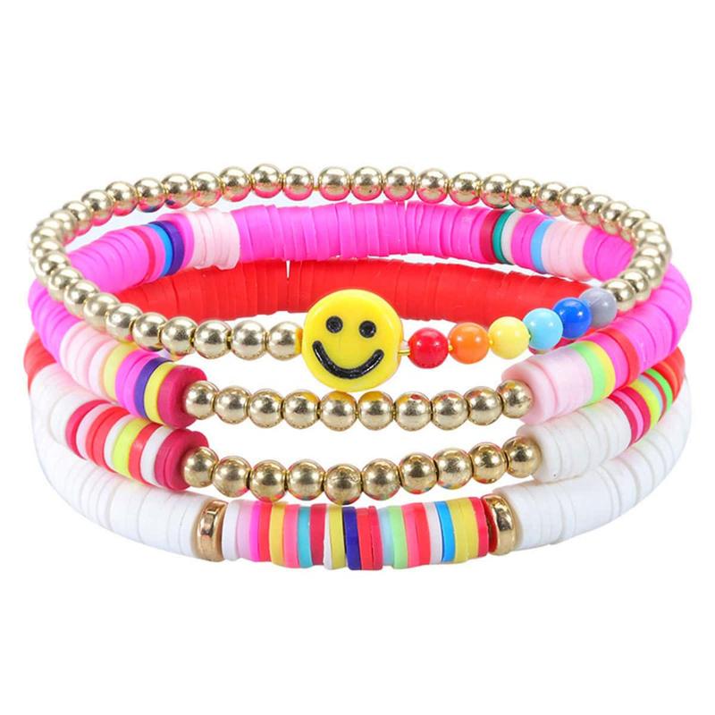 205pcs 7mm DIY smiling face bead loose beads acrylic random patterns and colors for accessories, for making bracelets, necklaces
