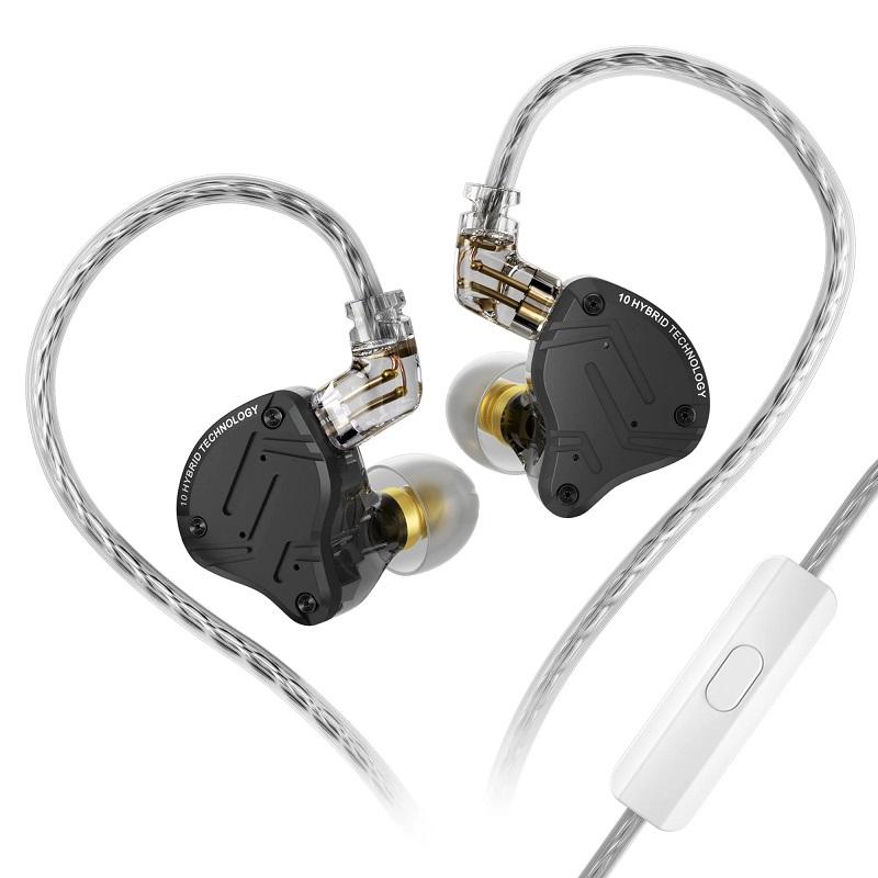 Гибридные вакуумные наушники KZ ZS10 Pro X с микрофоном Черный