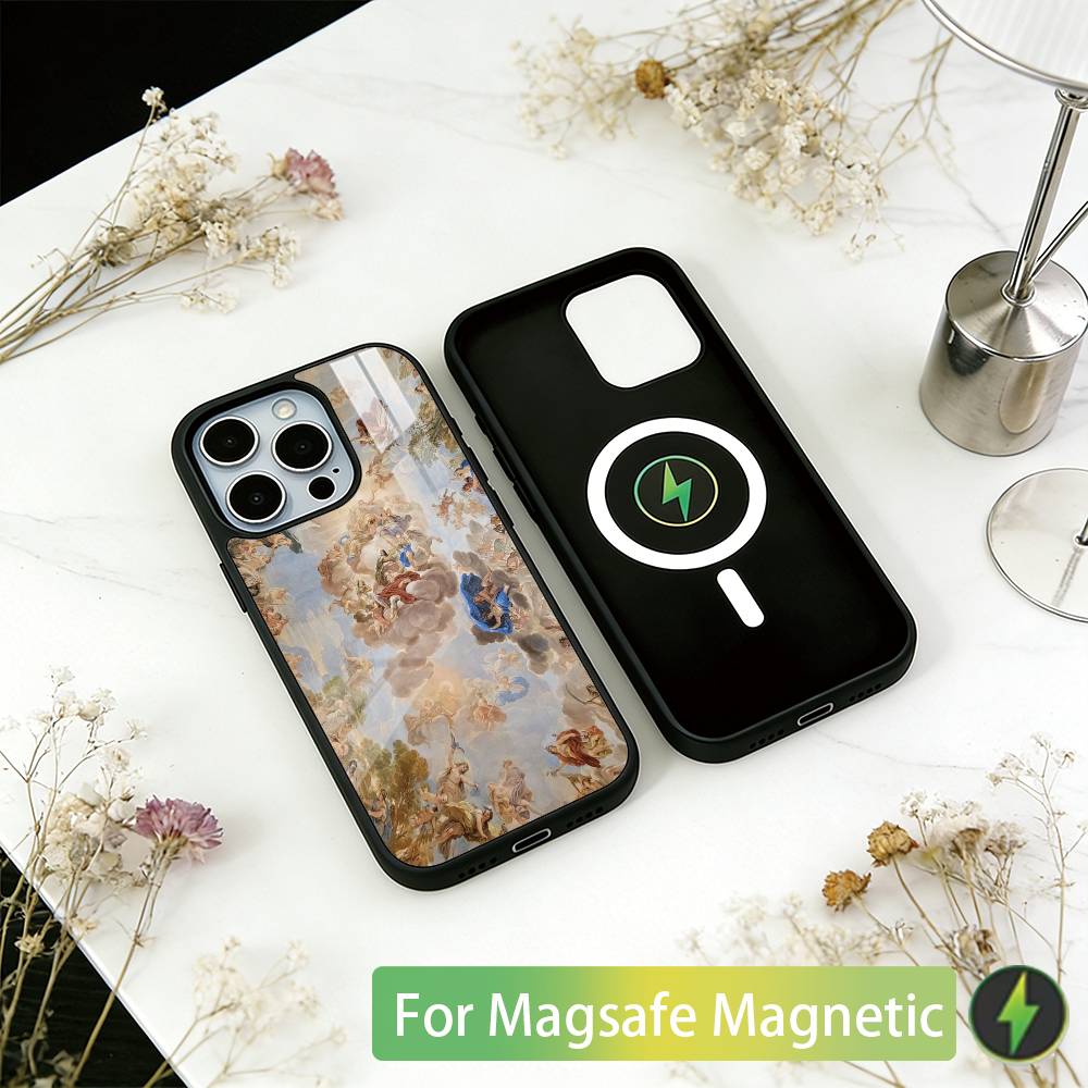 Классический Эстетический Арт Чехол Для Телефона Для iPhone17,16,15,14,13,12,11 Plus,Pro Магнитный Для Magsafe Беспроводной Зарядки