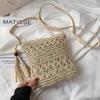 Yogodlns Straw Woven Square Women Crossbody Shoulder Bag Fashion Tassle Design Small Handbag Summer Beach Bag Lady Travel Shopper Totes