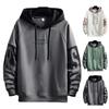Pullover Sweatshirt Drawstring Windproof Shrink Resistant Color Matching Men Plush Lined Pullover Hoodie Daily Clothing