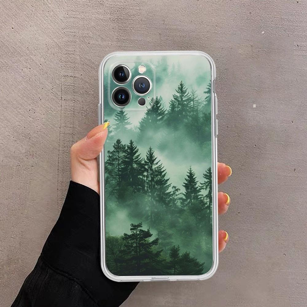 Чехол для телефона "Горный Лес" Для IPhone 16 15 14 13 12 Mini 11 Pro XS Max X XR SE 6 7 8 Plus Мягкий Силиконовый Чехол