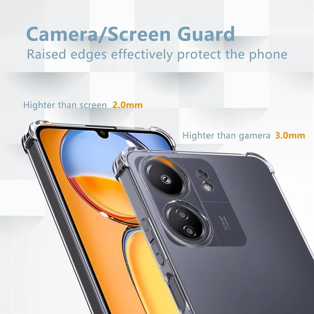 Противоударный чехол из ТПУ с подушкой безопасности для Xiaomi Redmi 13C 12C 12 5G 11A 10 10C 10A 9C 9A 9 Прозрачный защитный ультратонкий прозрачный чехол с полной защитой