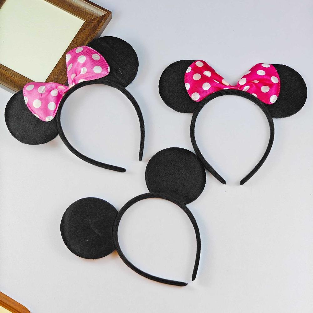 Lovely Ears Kids Mickey Headbands Hair Party Sequin Birthday Accessories Minnie Hairbands Bows Girls Headband