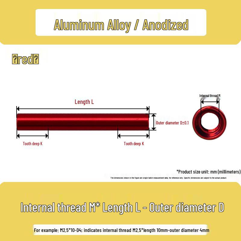 Aluminum M2.5 Round Pillar Wing Connector Rod for Aerial Photography Quadcopter in Black, Red, and Natural Colors
